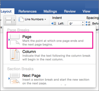 remove a page break in word 2011 for mac